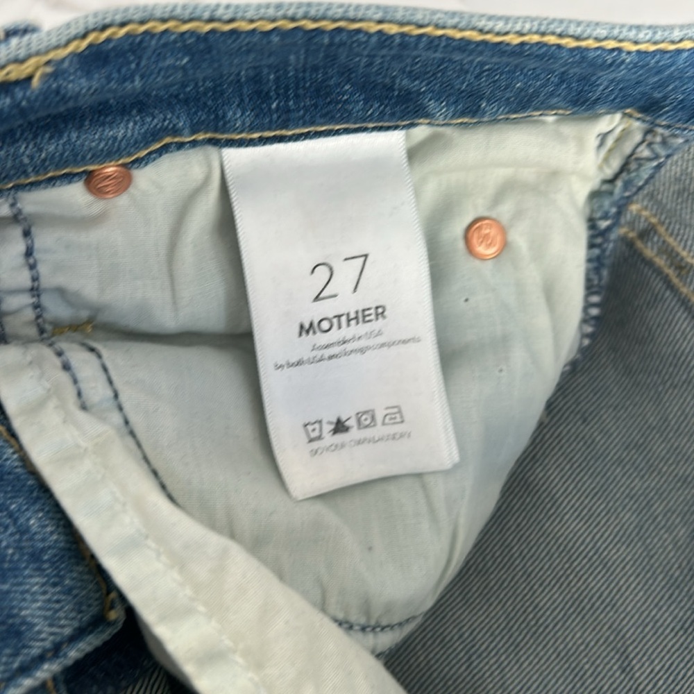 MOTHER The Mid-Rise Dazzler Crop Fray Jeans Blowing Kisses Womens Size 27 - Picture 9 of 15